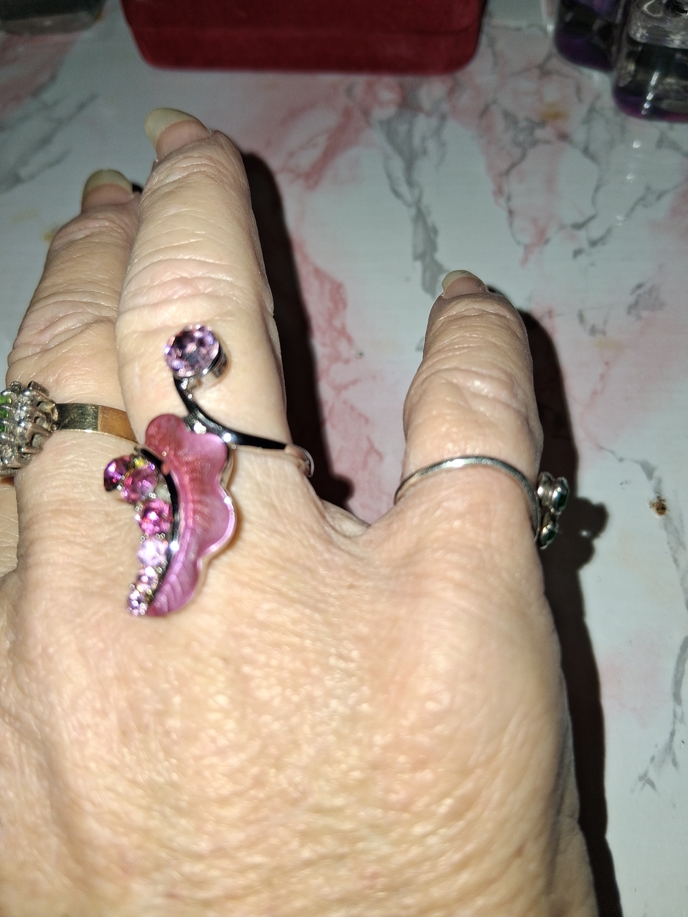 Source Unknown Pink Butterfly Crystal Fashion Ring